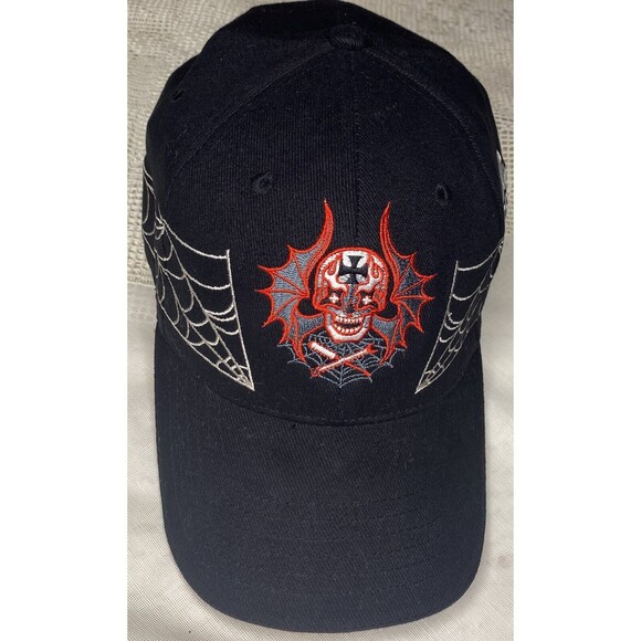 RARE Vtg. Jesse James Mac Tools Racing Size L/XL Skull Web Flex Cap West Coast - Picture 3 of 8